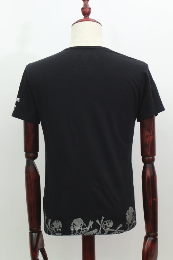 スカル柄プリントTシャツ(ブラック)