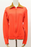 バイカラー ジップアップ ニットジャケット(オレンジ)